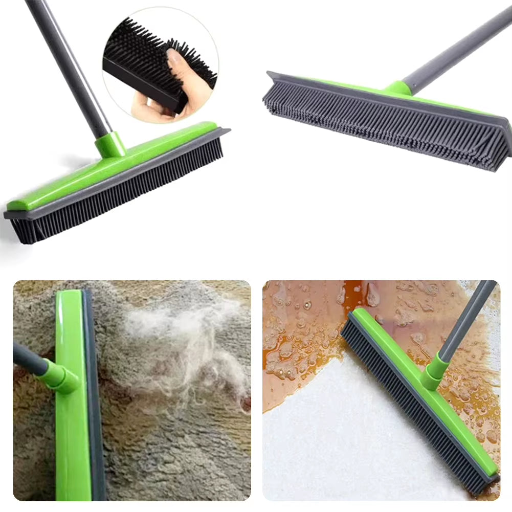 Long Handle Rubber Brooms 56-120Cm Telescopic Pole Adjustables Household Cleaning Brush for Pet Hair Fur Remover Broom